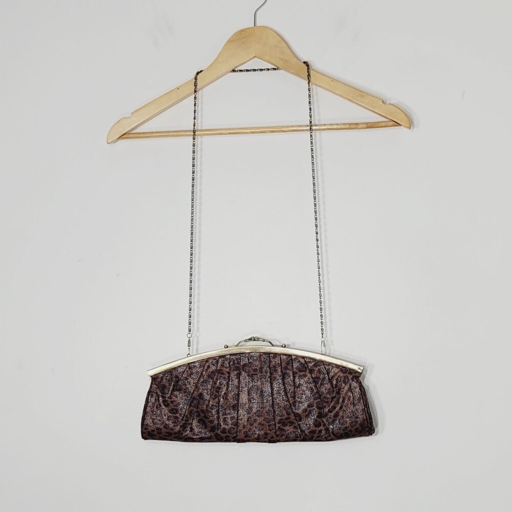 K Studio Vintage Women's Brown Leopard Printed Removable Chain Shoulder Bag